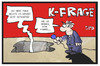 Cartoon: K-Frage (small) by Kostas Koufogiorgos tagged karikatur,koufogiorgos,illustration,cartoon,kfrage,kanzler,kandidat,spd,umfragetief,reporter,journalist,gabriel,partei,interview