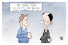 Cartoon: Kanzlerdebatte (small) by Kostas Koufogiorgos tagged karikatur,koufogiorgos,kanzler,wüst,merz,raute,merkel,vertrauen