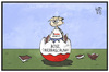 Cartoon: Kinderarbeit (small) by Kostas Koufogiorgos tagged karikatur,koufogiorgos,illustration,cartoon,kinderarbeit,überraschung,üei,überraschungsei,schokolade,ferrero,arbeit,wirtschaft,ausbeutung,missbrauch