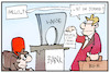 Cartoon: Kontogebühren (small) by Kostas Koufogiorgos tagged karikatur,koufogiorgos,illustration,cartoon,bgh,bank,richter,bundesgerichtshof,sparkasse,schalter,geld,gebühren,konto,verbraucher