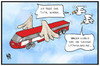 Cartoon: Lufthansa-Streik (small) by Kostas Koufogiorgos tagged karikatur,koufogiorgos,illustration,cartoon,lufthansa,streik,ufo,db,bahn,fliegen,vogel,arbeitskampf,verkehrsmittel,transport