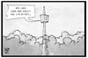 Cartoon: Luftverschmutzung (small) by Kostas Koufogiorgos tagged karikatur,koufogiorgos,illustration,cartoon,stuttgart,feinstaub,alarm,umwelt,verschmutzung,fernsehturm,luft,oben,atmen,höhe,bauwerk,architektur