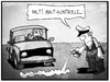 Cartoon: Maut-Kontrolle (small) by Kostas Koufogiorgos tagged karikatur,koufogiorgos,cartoon,illustration,auto,maut,kontrolle,verkehr,polizei,polizist,autofahrer,gebühr,spray,politik