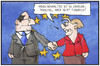 Cartoon: Merkollande (small) by Kostas Koufogiorgos tagged karikatur,koufogiorgos,illustration,cartoon,merkel,hollande,europa,eu,parlament,rede,hand,verbindung,einigkeit,union,politik,politiker,frankreich,deutschland