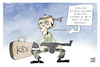 Cartoon: Merz reist nach Kiew (small) by Kostas Koufogiorgos tagged karikatur,koufogiorgos,merz,kiew,ukraine,cdu,krieg,waffen,bierdeckel,rambo