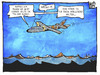 Cartoon: MH370 (small) by Kostas Koufogiorgos tagged karikatur,koufogiorgos,illustration,cartoon,mh370,malaysian,airlines,flugzeug,wrack,suche,aprilscherz,wasser,boeing