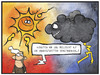 Cartoon: Mindestwetter (small) by Kostas Koufogiorgos tagged karikatur,koufogiorgos,cartoon,illustration,wetter,unwetter,sonne,wolke,wind,sturm,michel,folter,klima,mindestwetter,hitze