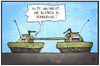 Cartoon: Minsk II (small) by Kostas Koufogiorgos tagged karikatur,koufogiorgos,illustration,cartoon,minsk,frieden,krieg,gipfel,verbindung,gespräch,panzer,konfrontation,russland,ukraine,politik,diplomatie,krise