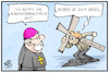 Cartoon: Missbrauchsskandal (small) by Kostas Koufogiorgos tagged karikatur,koufogiorgos,illustration,cartoon,missbrauch,kirche,katholisch,kardinal,marx,opfer,kreuz,verdienstkreuz,würdenträger,religion