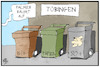 Cartoon: Mülltrennung in Tübingen (small) by Kostas Koufogiorgos tagged karikatur,koufogiorgos,illustration,cartoon,tuebingen,palmer,müll,corona,pandemie,sozialdarwisnismus,auslese,selektion
