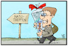 Cartoon: Nato-Treffen (small) by Kostas Koufogiorgos tagged karikatur,koufogiorgos,illustration,cartoon,nato,gipfel,akk,kramp,karrenbauer,schulanfang,beginn