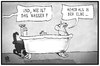 Cartoon: Niedrigwasser (small) by Kostas Koufogiorgos tagged karikatur,koufogiorgos,illustration,cartoon,umwelt,wasser,pegel,dürre,trockenheit,wetter,klima,bad,badewanne,fluss,elbe