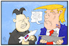 Cartoon: Nordkorea (small) by Kostas Koufogiorgos tagged karikatur koufogiorgos illustration cartoon kim jong un trump nordkorea atombombe rakete kriegsschiff krief konflikt verrückt staatschef usa politik