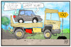 Cartoon: Notbremse (small) by Kostas Koufogiorgos tagged karikatur,koufogiorgos,illustration,cartoon,notbremse,corona,pandemie,lkw,huckepack,tragflaeche,auto,bremse,inzidenz