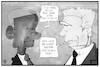 Cartoon: Obama und Gauck (small) by Kostas Koufogiorgos tagged karikatur,koufogiorgos,illustration,cartoon,obama,gauck,präsident,usa,deutschland,trump,rede,abschied,demokratie,politik