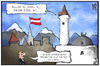 Cartoon: Österreichischer Islam (small) by Kostas Koufogiorgos tagged koufogiorgos,illustration,cartoon,karikatur,islam,muazzin,moschee,jodeln,diplom,minarett,oesterreich,integration,einwanderung,moslem,jodeldiplom,loriot,politik