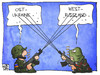 Cartoon: Ost-Ukraine vs. West-Russland (small) by Kostas Koufogiorgos tagged karikatur,koufogiorgos,illustration,cartoon,politik,ukraine,ostukraine,westrussland,russland,soldaten,krieg,konflikt,territorium,grenze,waffe,gewehr,aufstand,aktivist,armee,militär