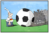 Cartoon: Parteienfinanzierung (small) by Kostas Koufogiorgos tagged karikatur,koufogiorgos,illustration,cartoon,parteienfinanzierung,geld,schatten,fussball,michel,wm,ablenkung,verstecken,tarnung,steuern,politik