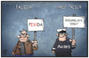 Cartoon: PEGIDA-Absage (small) by Kostas Koufogiorgos tagged karikatur,koufogiorgos,illustration,cartoon,pegida,polizei,demonstration,versammlungsverbot,grundrecht,einschränkung,falsch,fehler