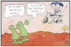 Cartoon: Perseverance (small) by Kostas Koufogiorgos tagged karikatur,koufogiorgos,illustration,cartoon,perseverance,mars,roboter,marslandung,marsmaennchen,probefahrt,gefaehrt,fahrzeug,ausserirdische,weltraum,forschung,wissenschaft,space,nasa,rover