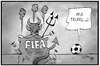 Cartoon: Pfui FIFA (small) by Kostas Koufogiorgos tagged karikatur,koufogiorgos,illustration,cartoon,fifa,skandal,teufel,pfui,fussball,verband,dachverband,hölle,korruption,sport