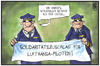 Cartoon: Pilotenstreik (small) by Kostas Koufogiorgos tagged karikatur,koufogiorgos,illustration,cartoon,lufthansa,piloten,streik,geld,demonstration,arbeitskampf,solidaritätszuschlag,politik,arbeit