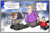 Cartoon: PKW-Maut (small) by Kostas Koufogiorgos tagged karikatur,koufogiorgos,illustration,cartoon,pkw,maut,csu,merkel,cdu,spd,gabriel,mutti,mutter,kind,groko,koalition,regierung,politik