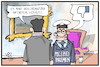 Cartoon: Polizei Bremen (small) by Kostas Koufogiorgos tagged karikatur,koufogiorgos,illustration,cartoon,bremen,polizei,haftbefehl,leak,post,facebook,dislike