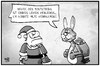 Cartoon: Poststreik (small) by Kostas Koufogiorgos tagged karikatur,koufogiorgos,illustration,cartoon,weihnachtsmann,osterhase,ostern,zustellung,post,posttreik,arbeitskampf,hilfe,politik