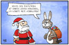 Cartoon: Poststreik (small) by Kostas Koufogiorgos tagged karikatur,koufogiorgos,illustration,cartoon,weihnachtsmann,osterhase,ostern,zustellung,post,posttreik,arbeitskampf,hilfe,politik