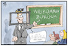 Cartoon: Präsenzunterricht (small) by Kostas Koufogiorgos tagged karikatur,koufogiorgos,illustration,cartoon,schule,lehrer,bildschirm,eingewöhnung,bildung,schüler