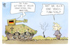 Cartoon: Puma-Software (small) by Kostas Koufogiorgos tagged karikatur,koufogiorgos,panzer,puma,video,lambrecht,bundeswehr,militär