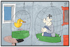 Cartoon: Quarantäne (small) by Kostas Koufogiorgos tagged karikatur,koufogiorgos,illustration,cartoon,quarantäne,vogel,corona,käfig,homeoffice,pandemie,epidemie,krankheit