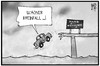 Cartoon: Rheinfall (small) by Kostas Koufogiorgos tagged karikatur,koufogiorgos,illustration,cartoon,rhein,brücke,reinfall,rheinfall,auto,schaden,infrastruktur,sturz,wiesbaden,mainz,verkehr