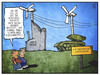 Cartoon: Rüstungsenergieexportwende (small) by Kostas Koufogiorgos tagged karikatur,koufogiorgos,cartoon,illustration,energiewende,rüstung,export,panzer,gabriel,windrad,strom,energie,saudi,arabien,cdu,kompromiss,waffen