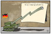 Cartoon: Rüstungsexporte (small) by Kostas Koufogiorgos tagged karikatur,koufogiorgos,illustration,cartoon,ruestung,waffenexporte,panzer,gewinn,bilanz,wirtschaft