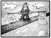 Cartoon: Russland-Sanktionen (small) by Kostas Koufogiorgos tagged karikatur,koufogiorgos,illustration,cartoon,sanktionen,russland,eu,europa,wirtschaft,erdgas,pipeline,balanceakt,ukraine,konflikt,politik