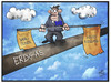 Cartoon: Russland-Sanktionen (small) by Kostas Koufogiorgos tagged karikatur,koufogiorgos,illustration,cartoon,sanktionen,russland,eu,europa,wirtschaft,erdgas,pipeline,balanceakt,ukraine,konflikt,politik