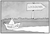 Cartoon: Saarland (small) by Kostas Koufogiorgos tagged karikatur,koufogiorgos,illustration,cartoon,saarland,lockdown,richtung,saar,fluss,oeffnung,strategie,corona,pandemie,schiff,papierschiff,risiko