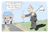 Cartoon: Scholz reist nach Kiew (small) by Kostas Koufogiorgos tagged karikatur,koufogiorgos,scholz,anhalter,kiew,ukraine,spritpreis,auto,reise