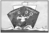 Cartoon: Seawatch 3 (small) by Kostas Koufogiorgos tagged karikatur,koufogiorgos,illustration,cartoon,hoheitsgewässer,italien,salvini,flüchtlingshilfe,asylpolitik,schiff,mittelmeer