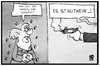 Cartoon: Seehofers Notwehr (small) by Kostas Koufogiorgos tagged karikatur,koufogiorgos,illustration,cartoon,bayern,seehofer,csu,merkel,notwehr,schießen,angriff,flüchtlingskrise,politik