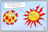 Cartoon: Sonne und Corona (small) by Kostas Koufogiorgos tagged karikatur,koufogiorgos,illustration,cartoon,menschen,quälen,corona,hitzewelle,virus,pandemie