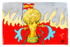 Cartoon: Spanien (small) by Kostas Koufogiorgos tagged karikatur,koufogiorgos,spanien,waldbrand,pokal,weltmeister,feuer