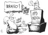 Cartoon: SPD-Parteitag (small) by Kostas Koufogiorgos tagged merkel,steinbrück,kanzler,kandidat,parteitag,spd,wahl,bundestag,karikatur,kostas,koufogiorgos