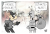 Cartoon: Staatshilfen (small) by Kostas Koufogiorgos tagged karikatur,koufogiorgos,staatshilfe,subvention,dresden,chips,roboter,raub,grünes,gewölbe,geld,tsmc