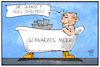 Cartoon: Streit im schwarzen Meer (small) by Kostas Koufogiorgos tagged karikatur,koufogiorgos,illustration,cartoon,ukraine,russland,putin,meer,badewanne,dusche,krieg,konflikt