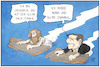 Cartoon: Suche nach Jamaika (small) by Kostas Koufogiorgos tagged karikatur,koufogiorgos,illustration,cartoon,odysseus,laschet,jamaika,ithaka,schiffbruch