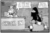 Cartoon: Terrorismus (small) by Kostas Koufogiorgos tagged karikatur,koufogiorgos,illustration,cartoon,terrorismus,terrorist,flughafen,reise,koffer,waffe,maske,sicherheit,polizei,zoll,politik