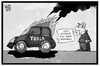 Cartoon: Tesla (small) by Kostas Koufogiorgos tagged karikatur,koufogiorgos,illustration,cartoon,tesla,elektro,auto,mobilität,flammen,emission,abgas,automobil,panne,marke,wirtschaft